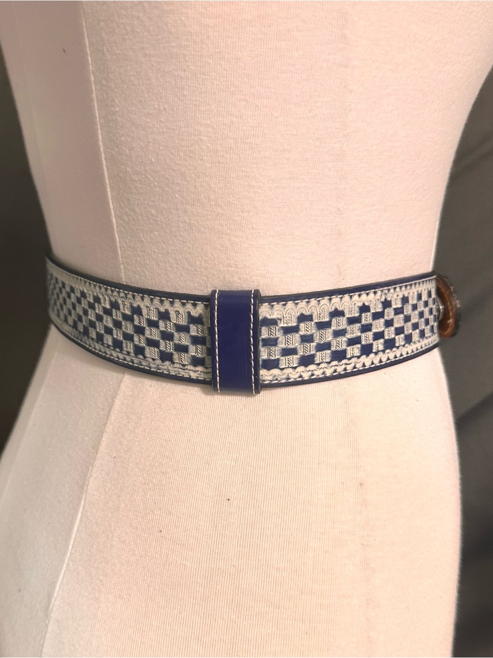 Beaded Southwestern Accent Belt in Navy and Red - Picture 3 of 10